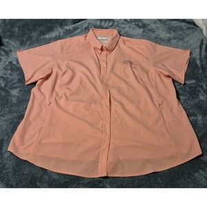 Columbia PFG Omni-Shade Women's 2X/2TF Peach Snap Vented Shirt Zip Pockets